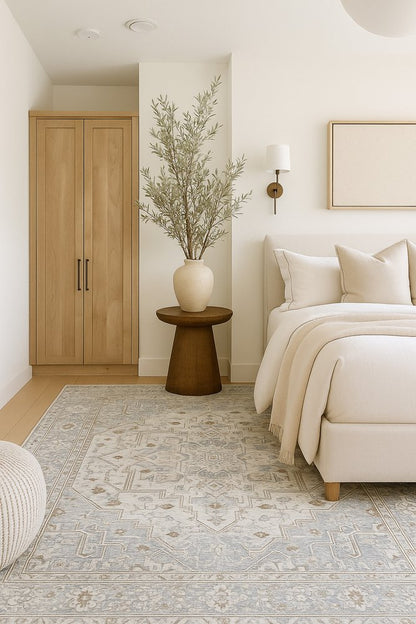 8' X 11' Gray and Beige Oriental Distressed Area Rug