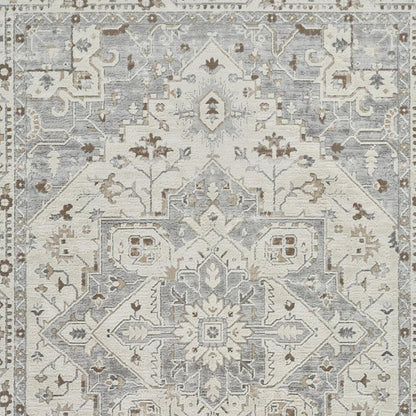 8' X 11' Gray and Beige Oriental Distressed Area Rug