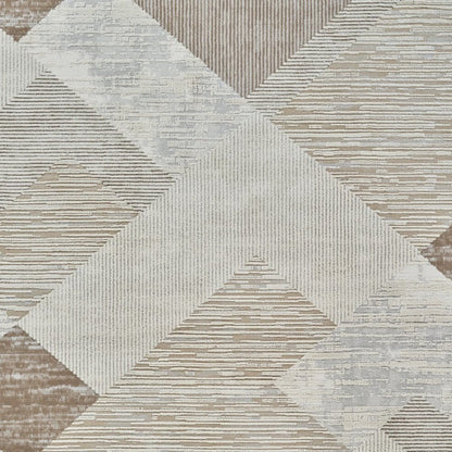 4' X 6' Beige and Brown Abstract Distressed Area Rug