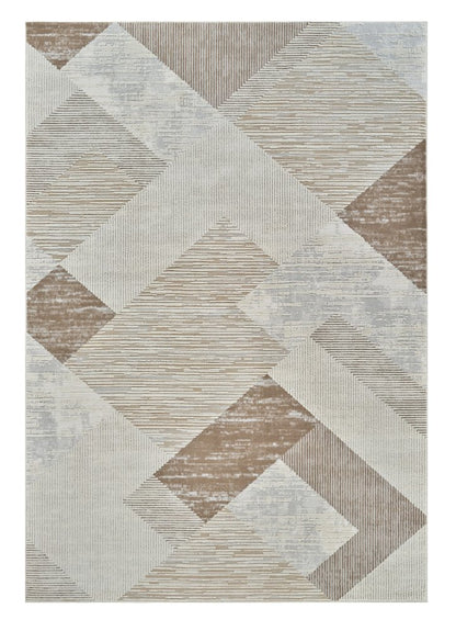 4' X 6' Beige and Brown Abstract Distressed Area Rug
