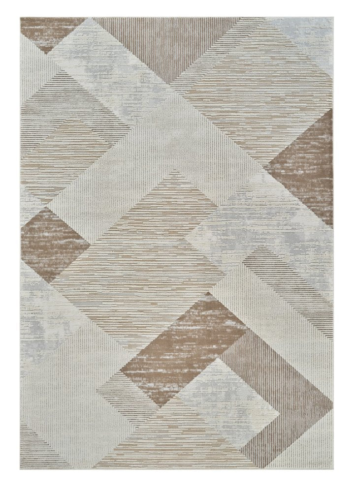 4' X 6' Beige and Brown Abstract Distressed Area Rug