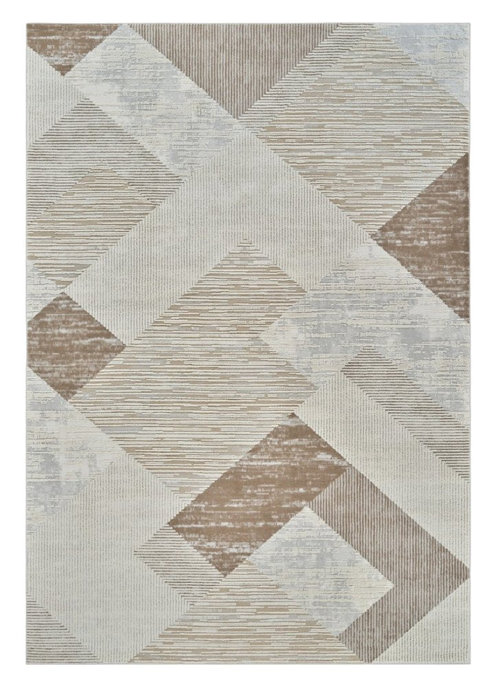 7' X 10' Beige and Brown Abstract Distressed Area Rug