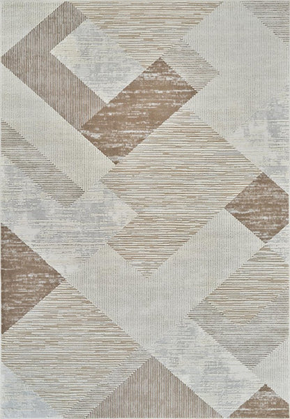 7' X 10' Beige and Brown Abstract Distressed Area Rug