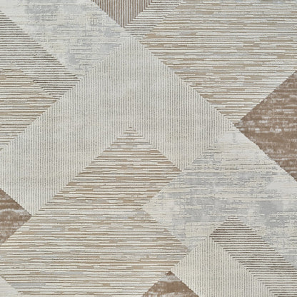 7' X 10' Beige and Brown Abstract Distressed Area Rug