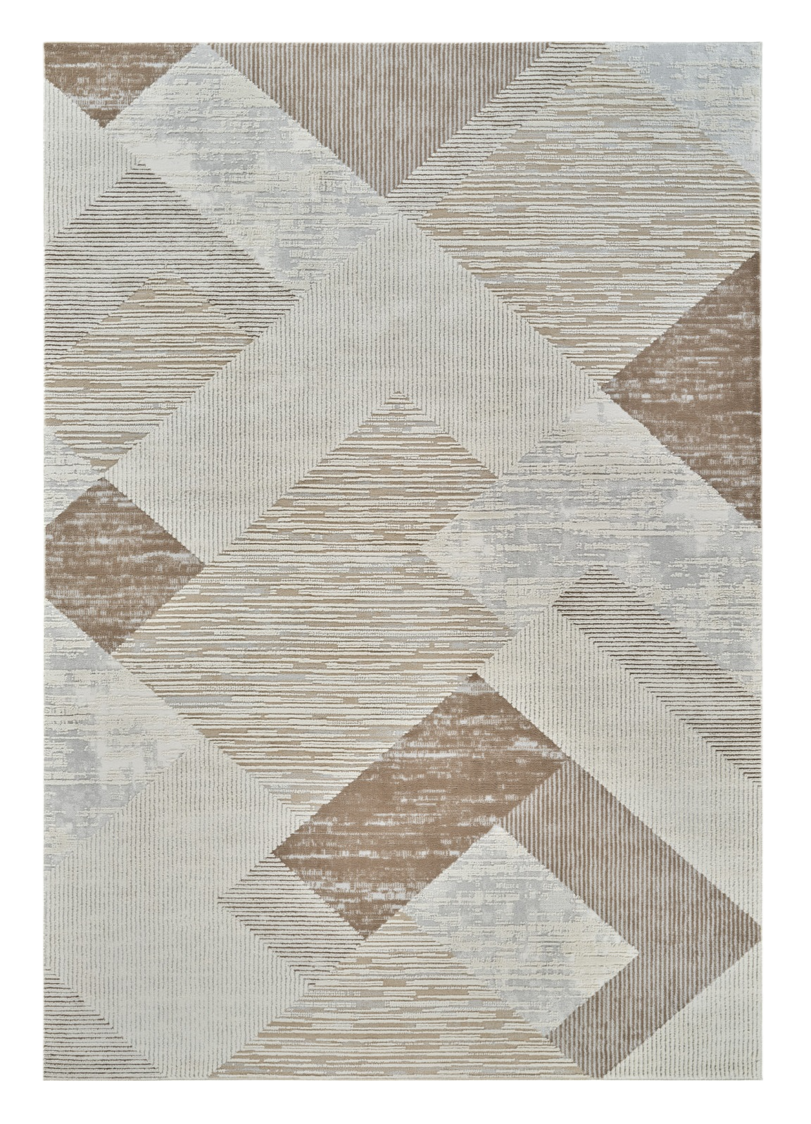 7' X 10' Beige and Brown Abstract Distressed Area Rug