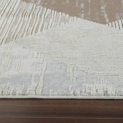 8' X 11' Beige and Brown Abstract Distressed Area Rug