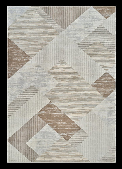 8' X 11' Beige and Brown Abstract Distressed Area Rug