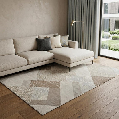8' X 11' Beige and Brown Abstract Distressed Area Rug