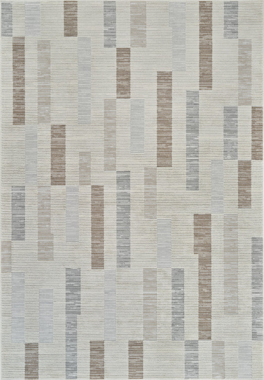 4' X 6' Beige and Brown Abstract Distressed Area Rug