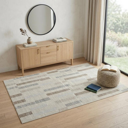 4' X 6' Beige and Brown Abstract Distressed Area Rug