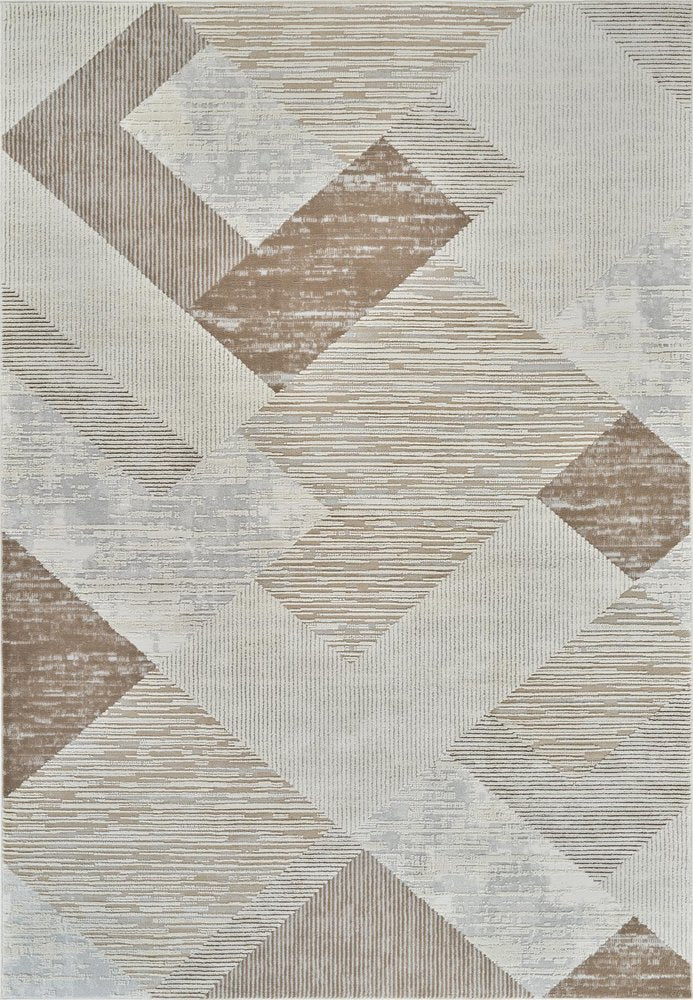 5' X 8' Beige and Brown Abstract Distressed Area Rug