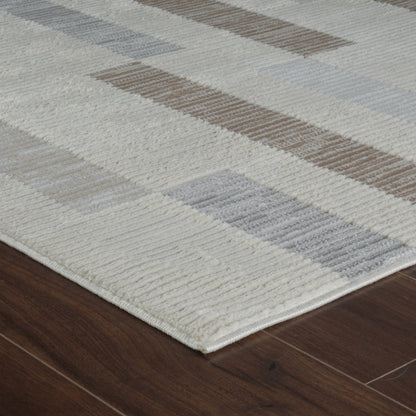 5' X 8' Beige and Brown Abstract Distressed Area Rug