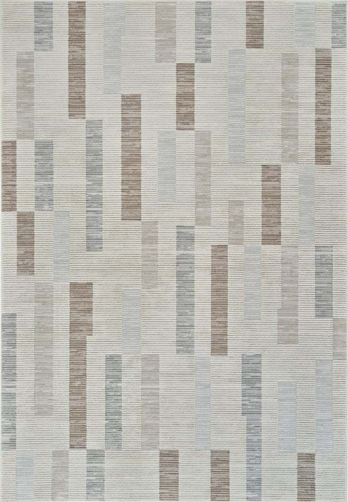 5' X 8' Beige and Brown Abstract Distressed Area Rug