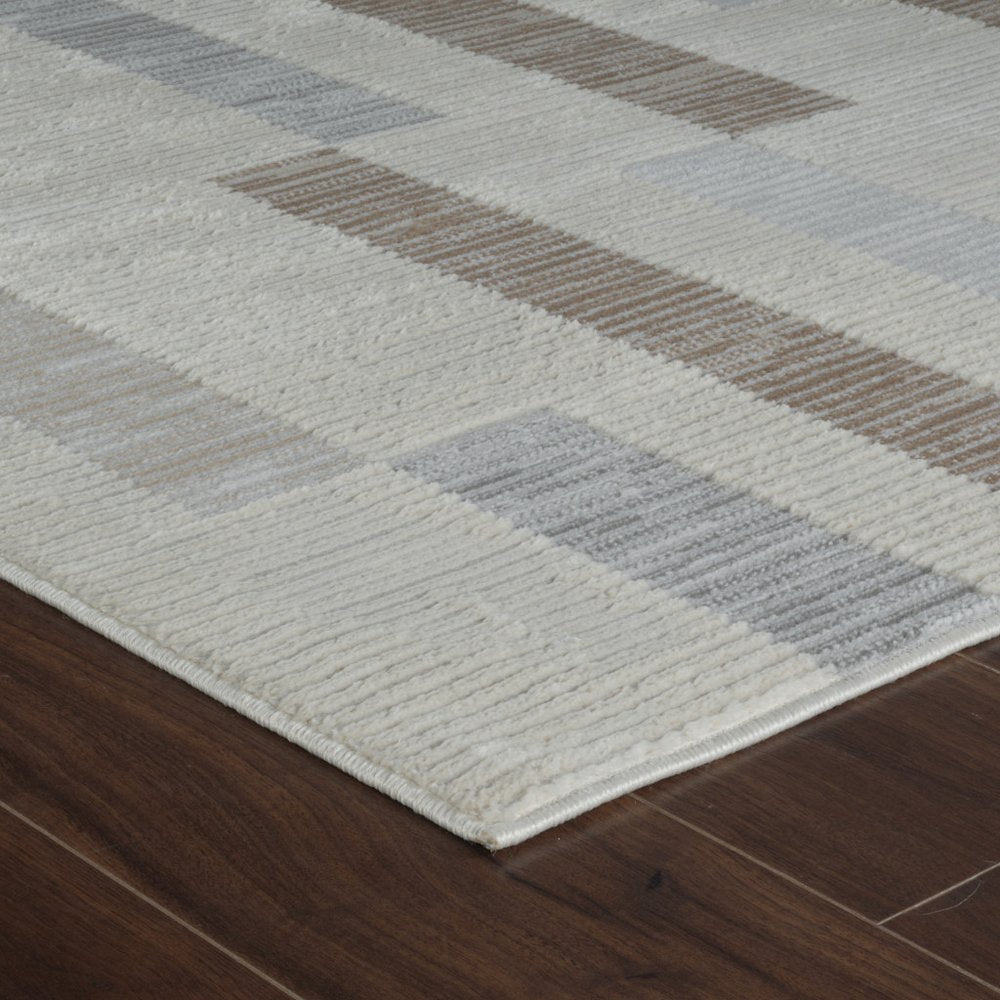 7' X 10' Beige and Brown Abstract Distressed Area Rug