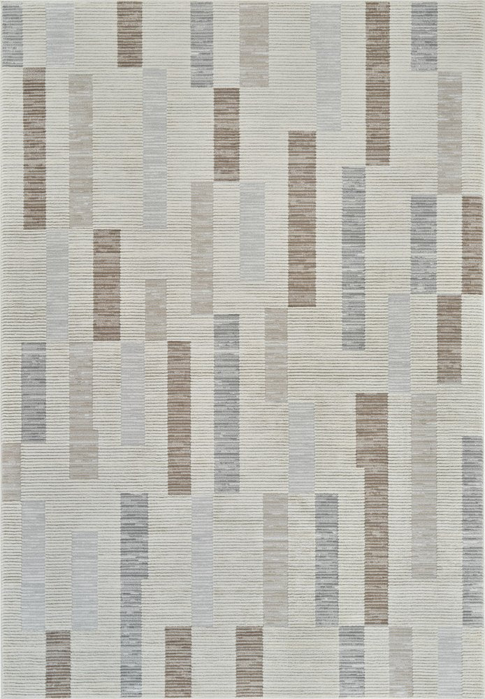 8' X 11' Beige and Brown Abstract Distressed Area Rug