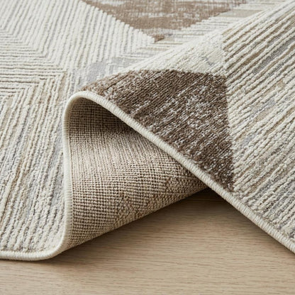 8' X 11' Beige and Brown Abstract Distressed Area Rug