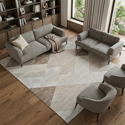 8' X 11' Beige and Brown Abstract Distressed Area Rug