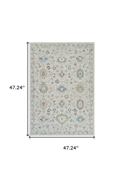 4' X 6' Cream and Beige Abstract Distressed Area Rug
