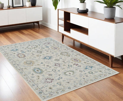 4' X 6' Cream and Beige Abstract Distressed Area Rug