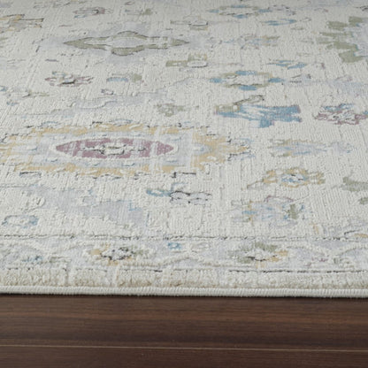 5' X 8' Cream and Beige Abstract Distressed Area Rug
