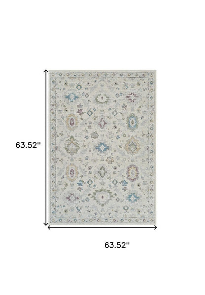 5' X 8' Cream and Beige Abstract Distressed Area Rug
