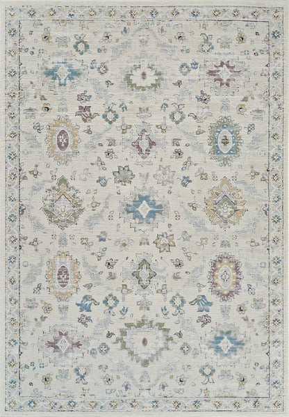 7' X 10' Cream and Beige Abstract Distressed Area Rug