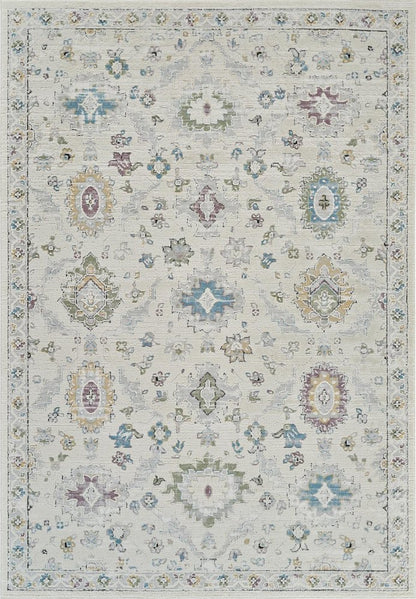 7' X 10' Cream and Beige Abstract Distressed Area Rug
