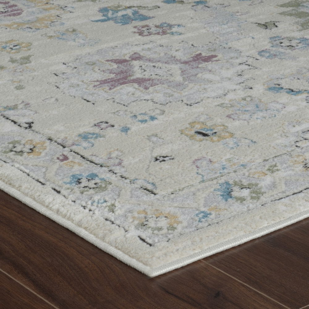 7' X 10' Cream and Beige Abstract Distressed Area Rug