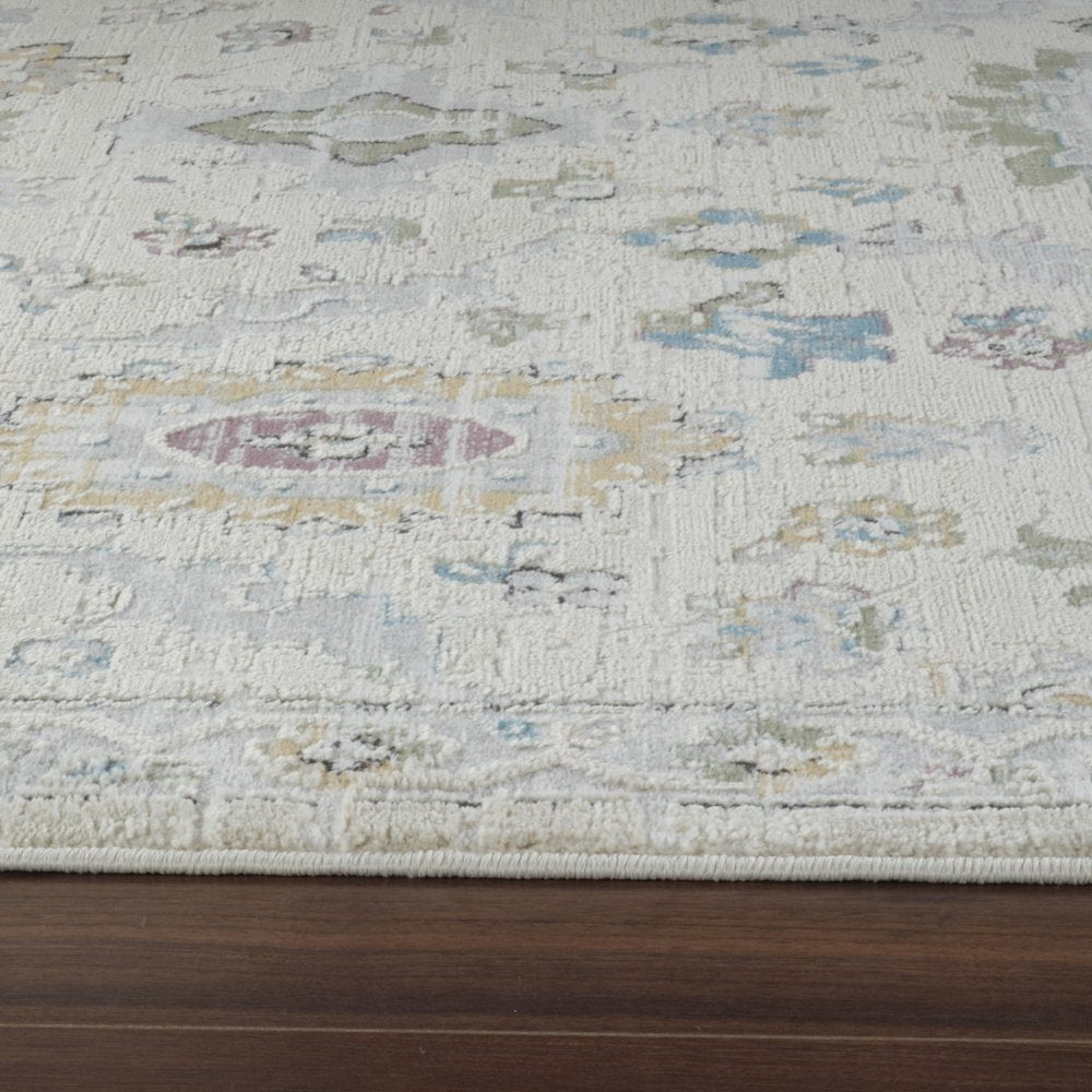 7' X 10' Cream and Beige Abstract Distressed Area Rug