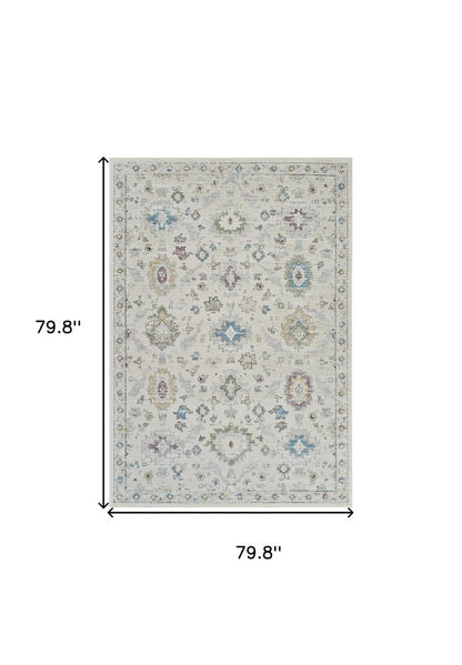 7' X 10' Cream and Beige Abstract Distressed Area Rug