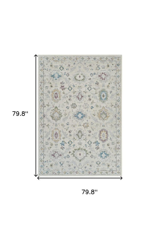 7' X 10' Cream and Beige Abstract Distressed Area Rug