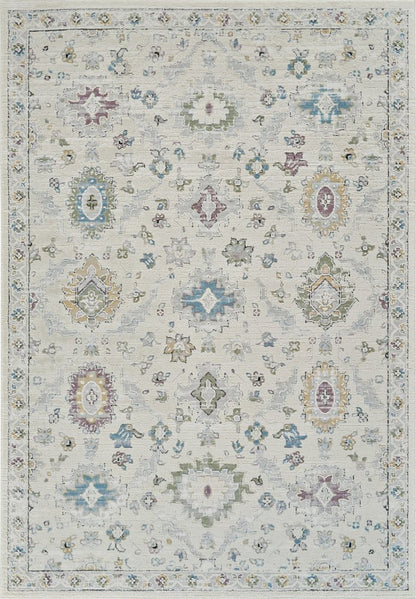 7' X 10' Cream and Beige Abstract Distressed Area Rug