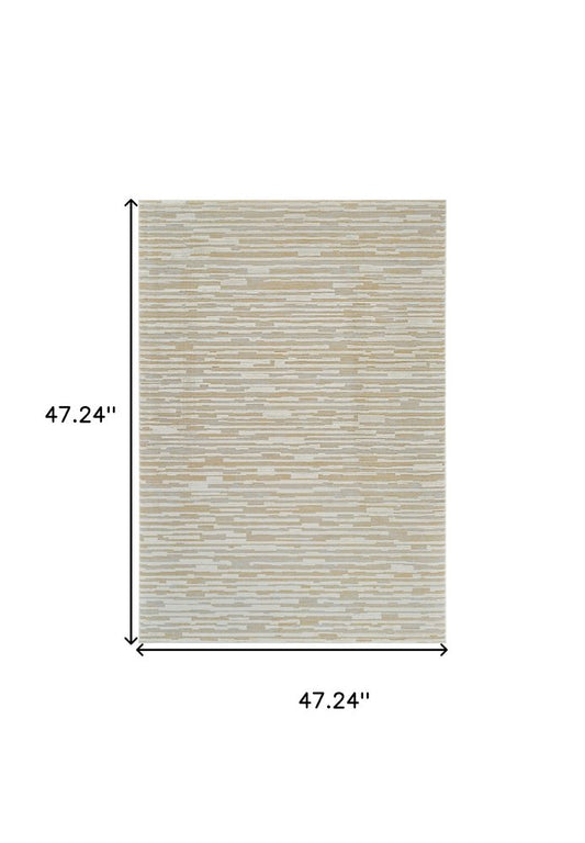 4' X 6' Beige and Brown Abstract Distressed Area Rug