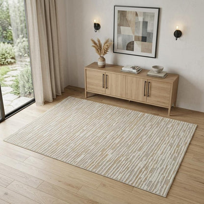 4' X 6' Beige and Brown Abstract Distressed Area Rug