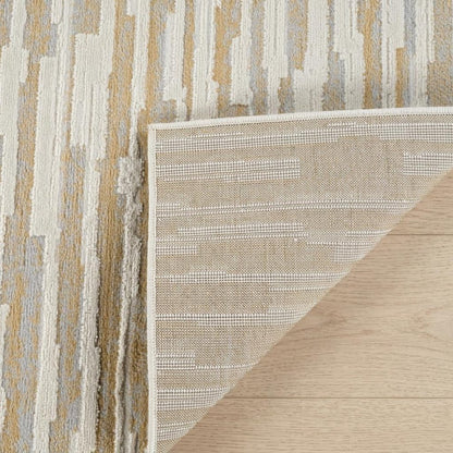 4' X 6' Beige and Brown Abstract Distressed Area Rug