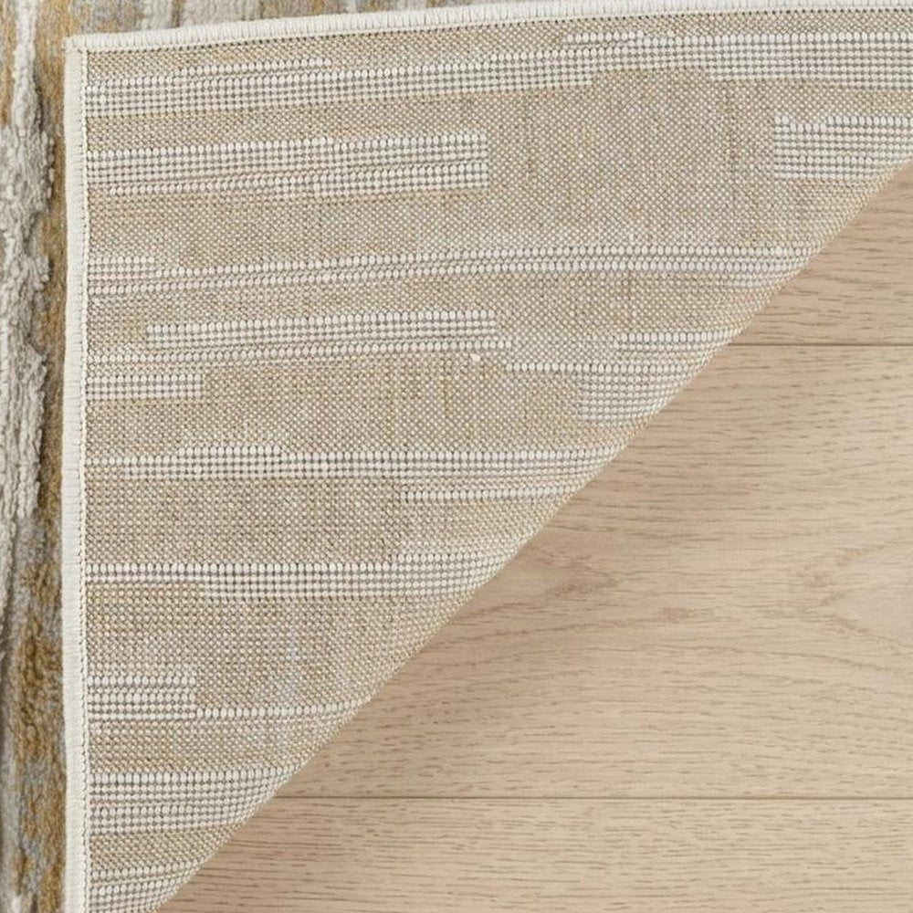 4' X 6' Beige and Brown Abstract Distressed Area Rug