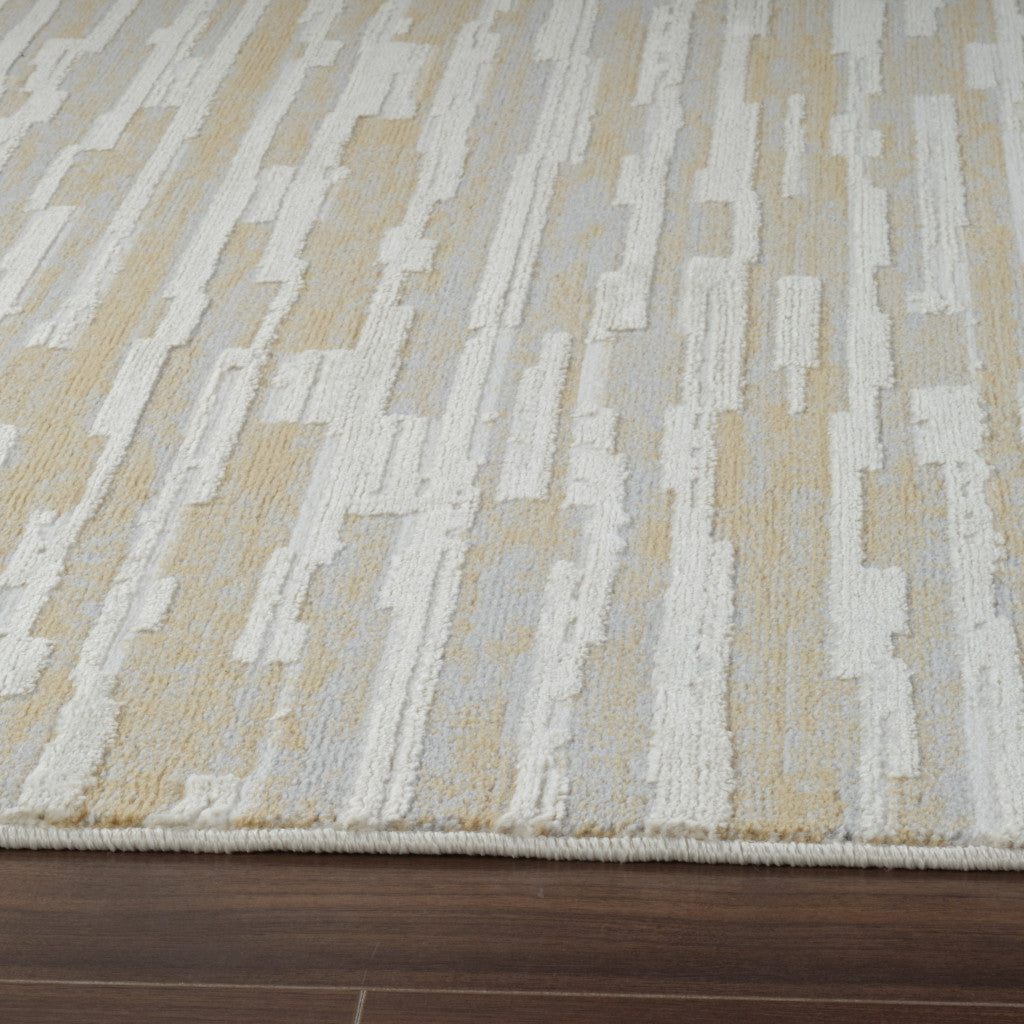 5' X 8' Beige and Brown Abstract Distressed Area Rug