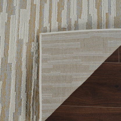 7' X 10' Beige and Brown Abstract Distressed Area Rug