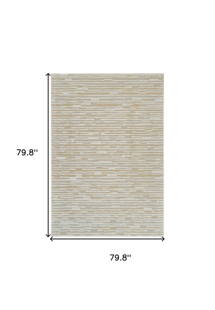 7' X 10' Beige and Brown Abstract Distressed Area Rug