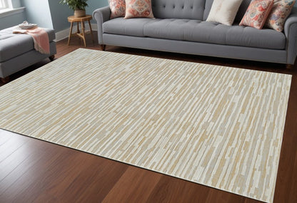 7' X 10' Beige and Brown Abstract Distressed Area Rug
