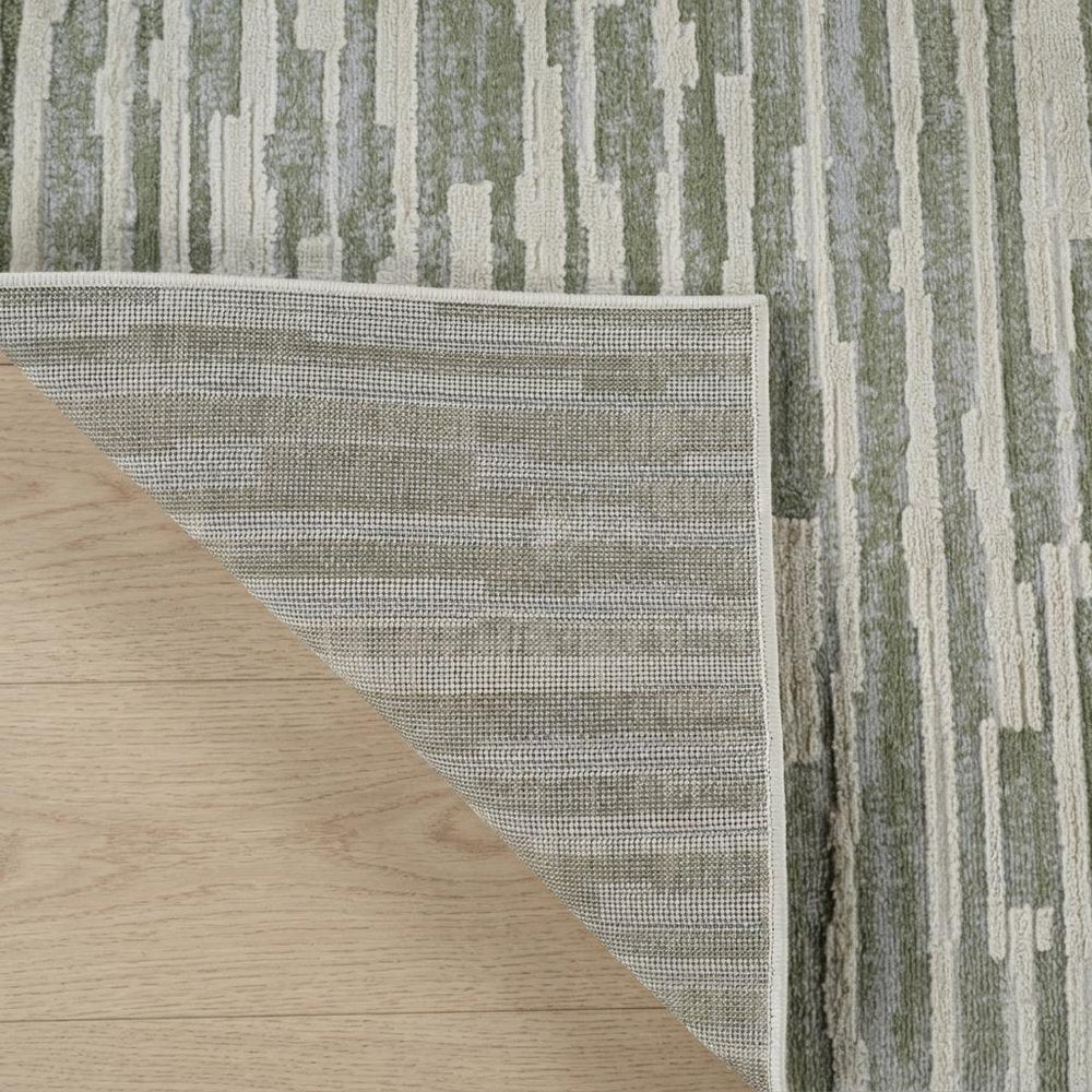 4' X 6' Beige and Green Abstract Distressed Area Rug
