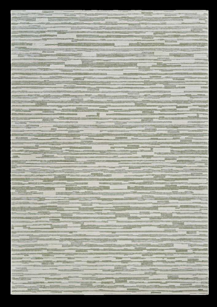 7' X 10' Beige and Green Abstract Distressed Area Rug