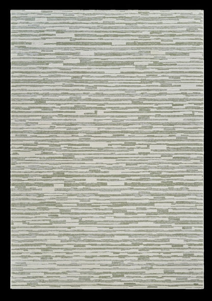 7' X 10' Beige and Green Abstract Distressed Area Rug