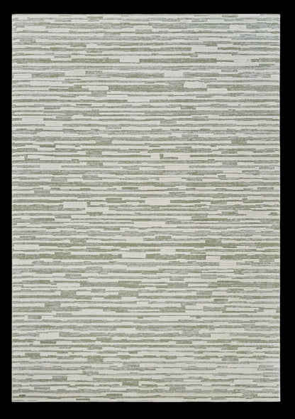 7' X 10' Beige and Green Abstract Distressed Area Rug