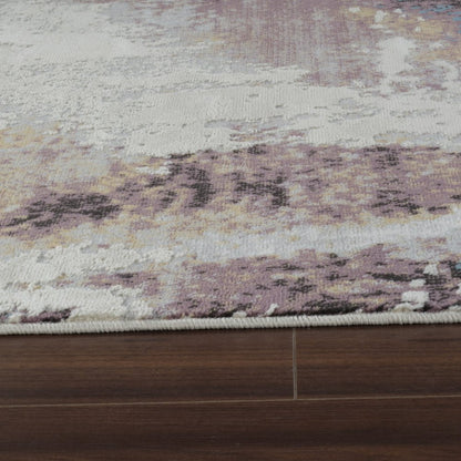 4' X 6' Beige and Blue Abstract Distressed Area Rug