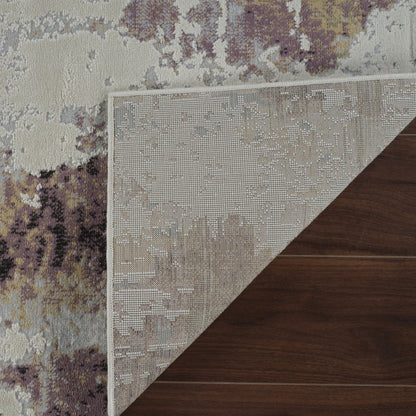 7' X 10' Beige and Blue Abstract Distressed Area Rug