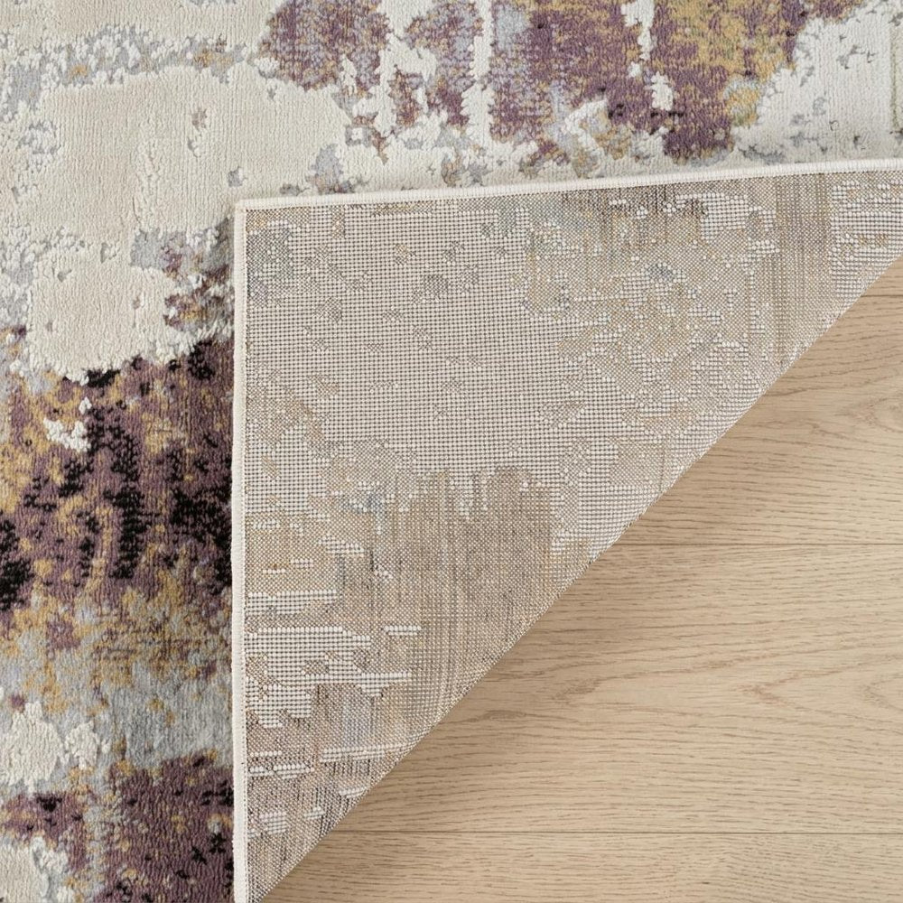 7' X 10' Beige and Blue Abstract Distressed Area Rug