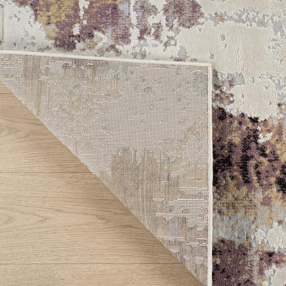 8' X 11' Beige and Blue Abstract Distressed Area Rug