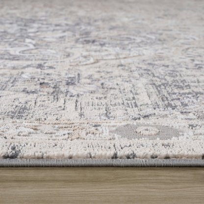 4' X 6' Gray and Beige Oriental Distressed Area Rug