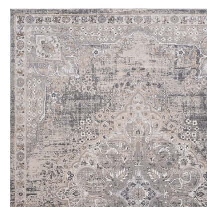 4' X 6' Gray and Beige Oriental Distressed Area Rug